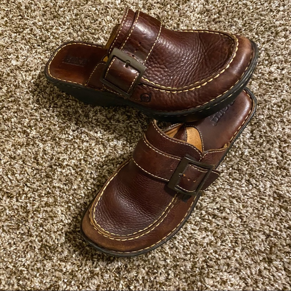 Born Brown Leather Mules/Clogs